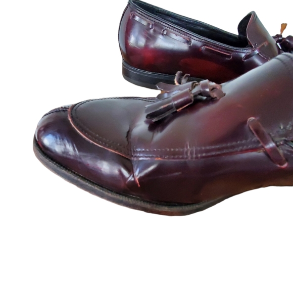 Florsheim Men's 8D Leather Tassel Wing Tip Almond Toe Dress Shoes - Picture 8 of 13